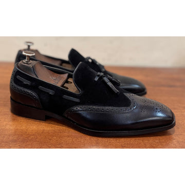 Brouge Combination Loafers - Black