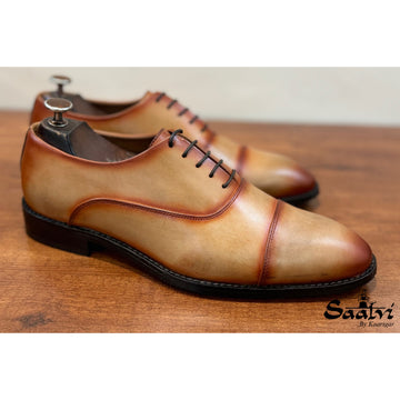 Tan Mirror Captoe Oxfords