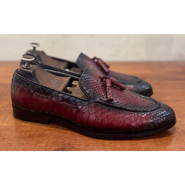 Python Embossed Loafers With Tassels R