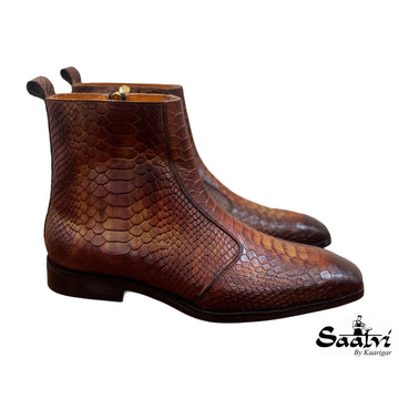 Hand Finished Python Embossed Boots