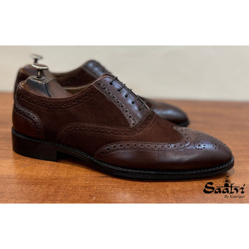Brown Suede & Leather Brouge Oxfords