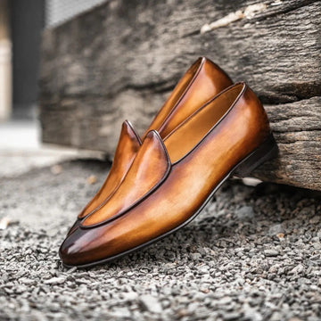 Belgian Loafers Hand Patina Finish