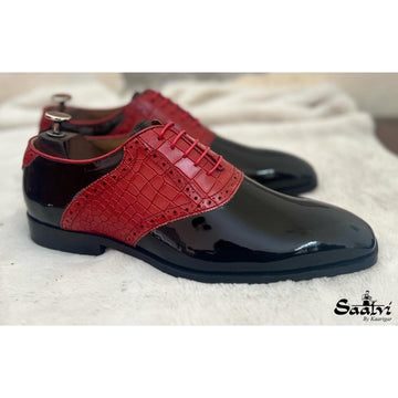 Black Patent Oxfords Red Croco