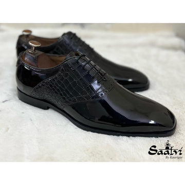 Black Patent Oxfords Croco