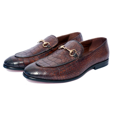 Horsebit Loafers - Croco Brown