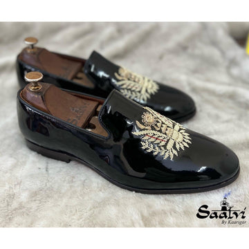 Eagle Zardosi Embroidery Patent Slipons