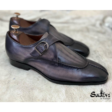 Single Monk Strap Grey - Hand Patina