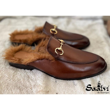 Tan Mules With Fur