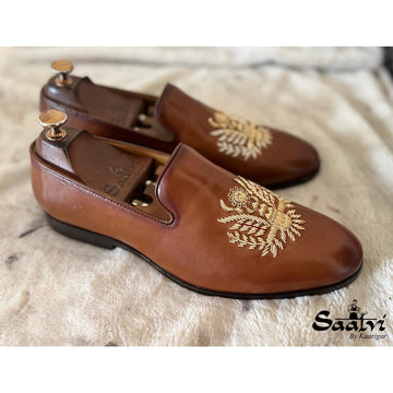 Eagle Hand Zardosi Embroidery Slipon