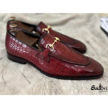 Horsebit Loafers Croco Burgundy