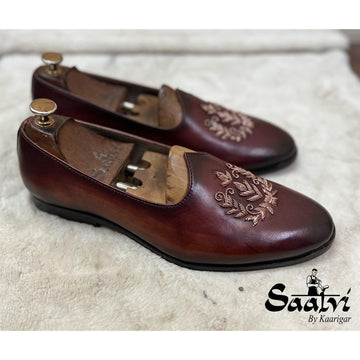 Bordo Leaf Zardosi Jalsa