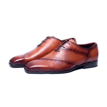 Croco Leather Oxfords - Tan