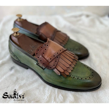 Butterfly Loafers With Fringes Green