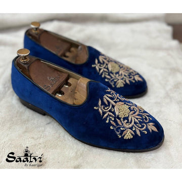 Blue Velvet With Zardosi Embroidery