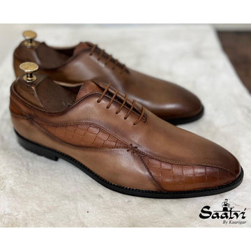 Tan Croco Oxfords - D