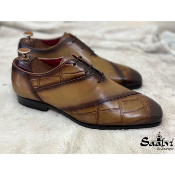 Tan Croco Wholecut - Hand Patina