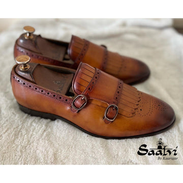 Monkstrap Loafers With Fringes Tan