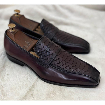 Python Leather Loafers Wine t