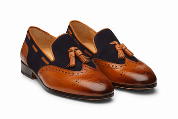Brouge Combination Loafers - Tan