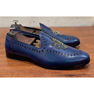 Maharaja Emblem Slip-ons Blue