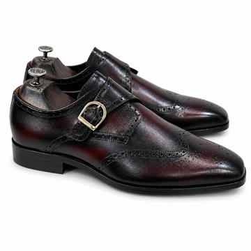 Savile Row Wingtip Monk Shoes – Bordeaux Noir