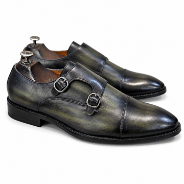 Verde Noir Patina Double Monk Shoes