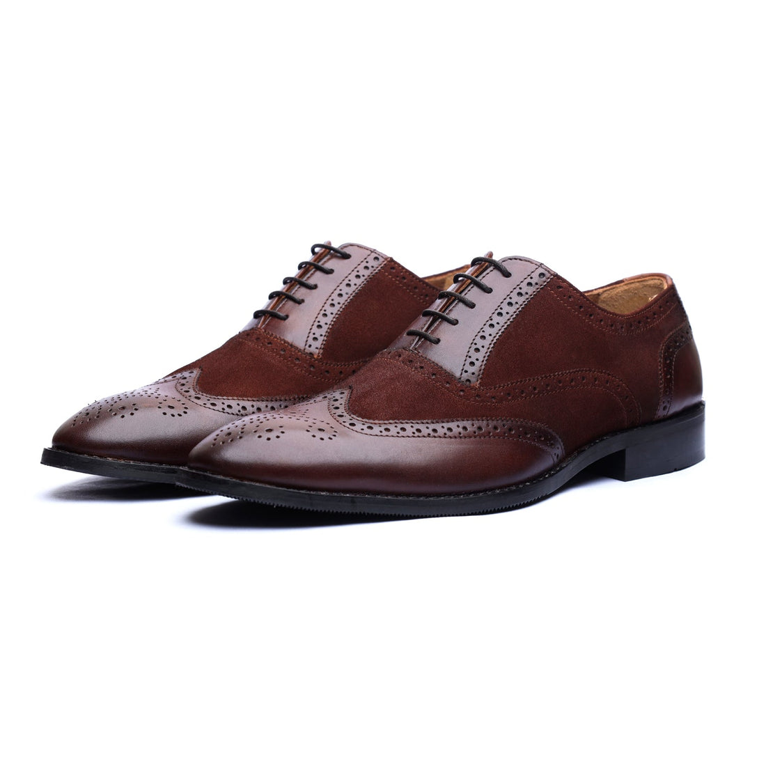 Brown Suede & Leather Brouge Oxfords