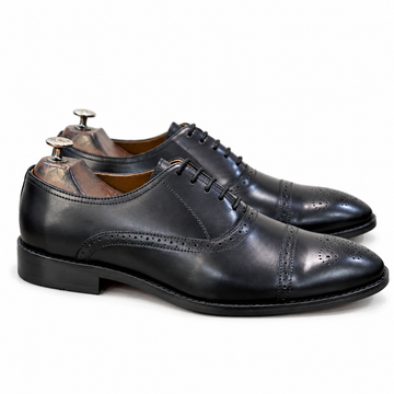 Saalvi Sovereign Black Wingtip Brogue Oxford Shoes
