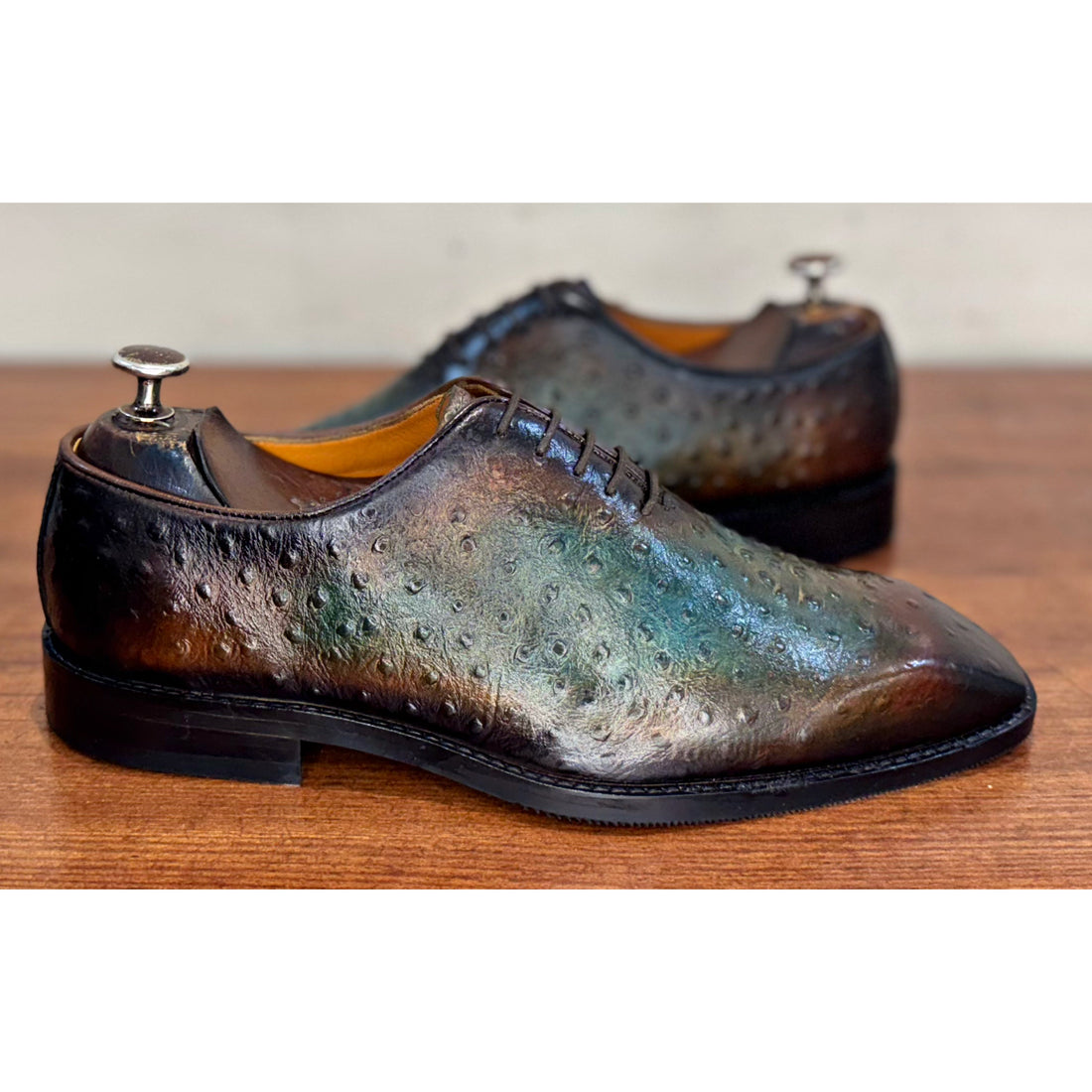 Ostrich Wholecut Oxfords Italia Hand Patina