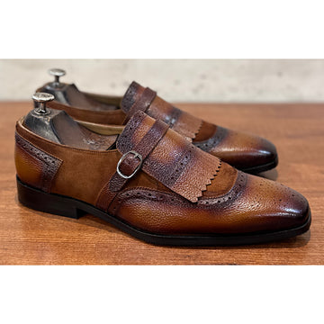 The Sovereign Monk – Handmade Two Tone Brown Monk Strap Loafers