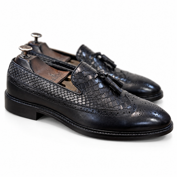 Obsidian Twin-Texture Wingtip Loafers