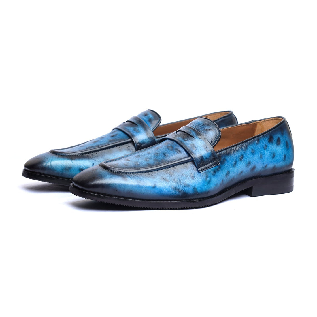 Ostrich Penny Loafers Blue