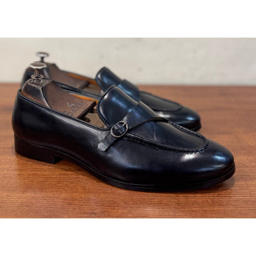Black Calf Loafers With Strap