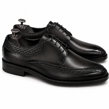 Onyx Royale Woven-Texture Leather Derby