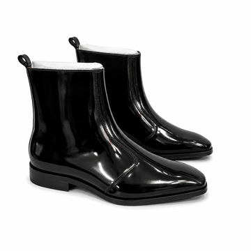 Midnight Black Patent Leather Chelsea Boots