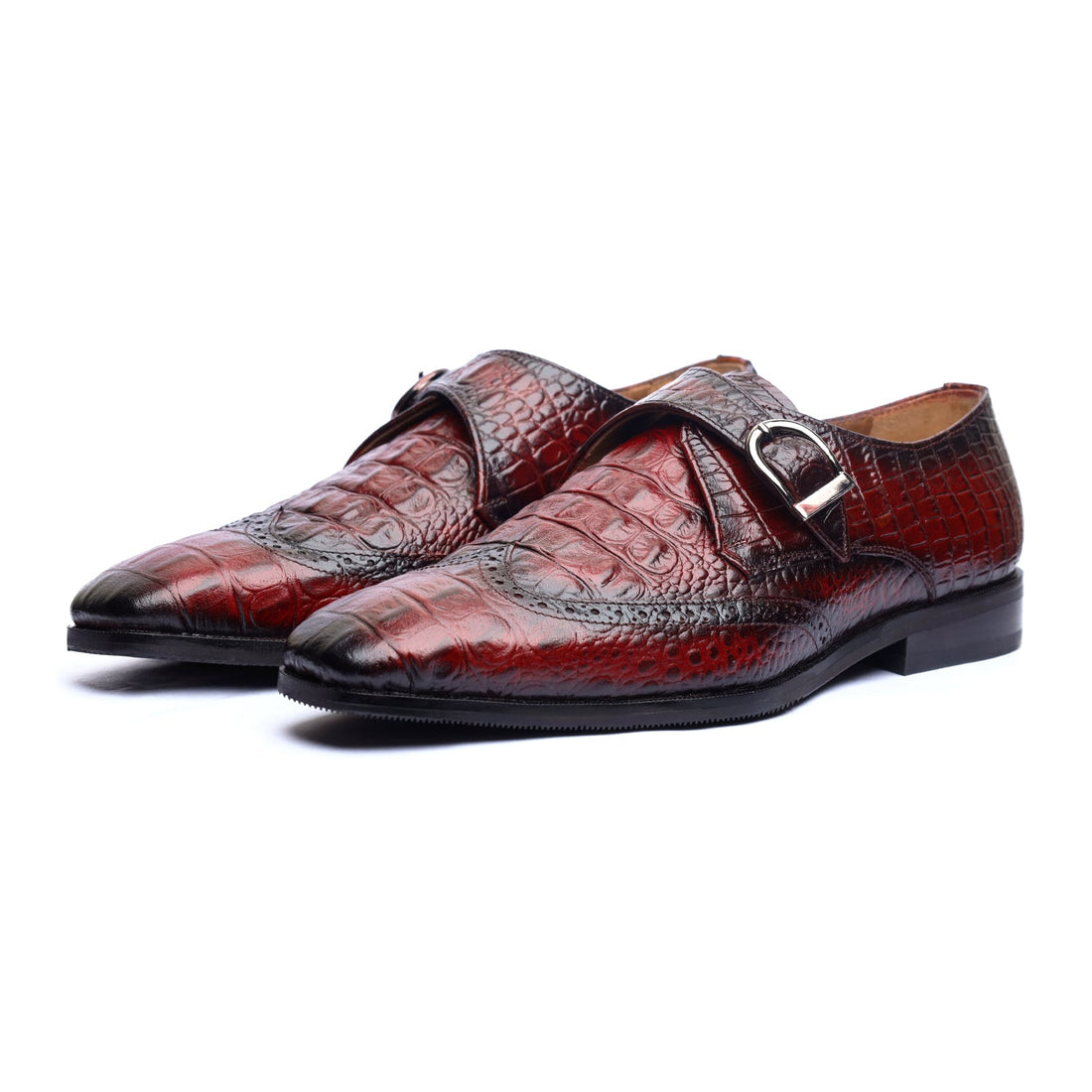 Single Monk Strap Croco Brown