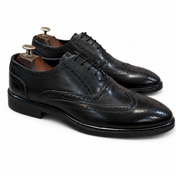 Saalvi Classic Hand Finished Wingtip Oxfords Black