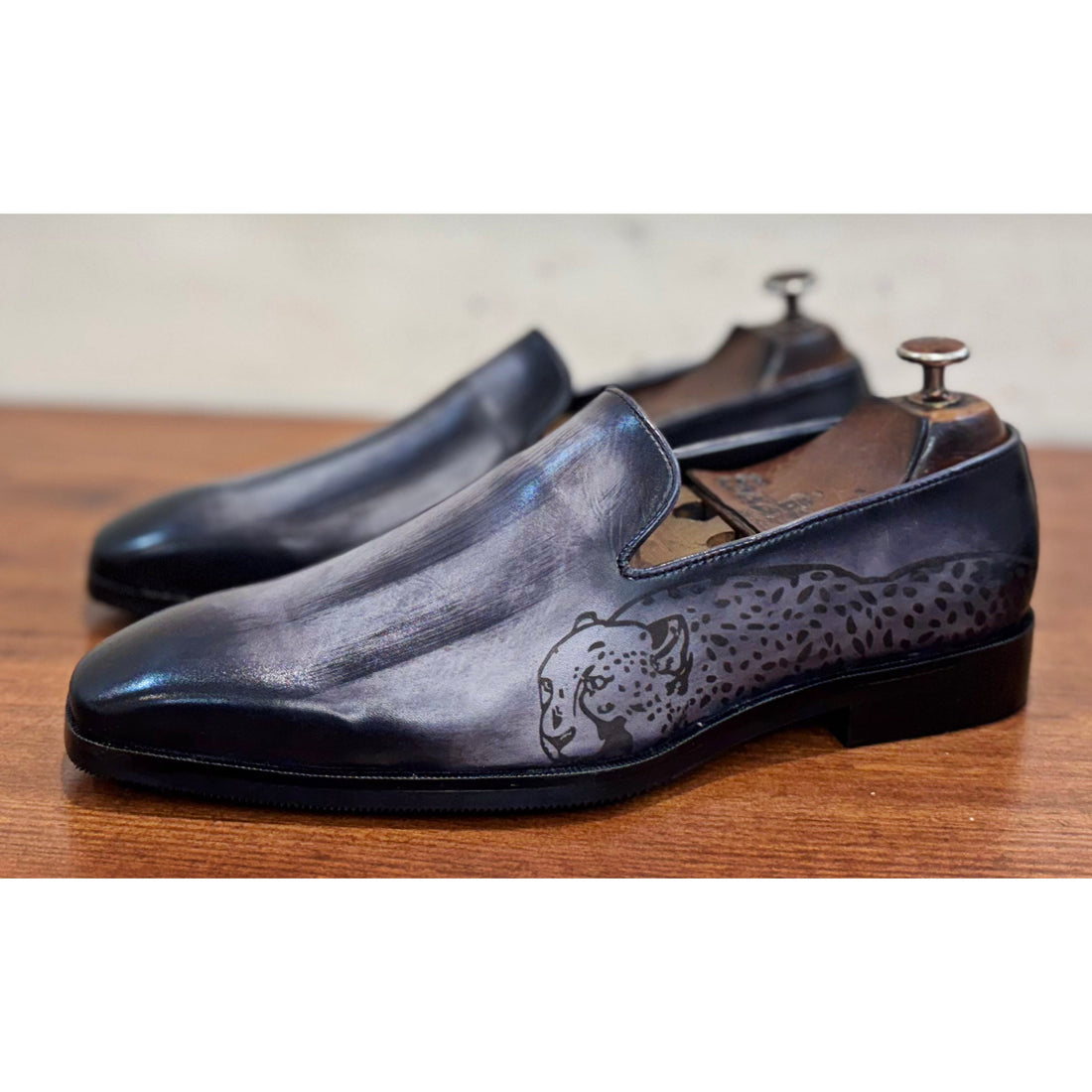 Grey Hand Patina Loafers Tiger