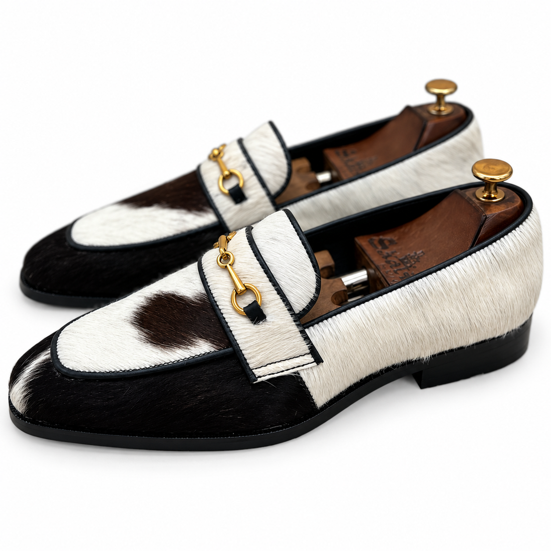 Monochrome Hair-On Leather Horsebit Loafers