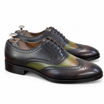 Olive Noir Two-Tone Wingtip Oxfords