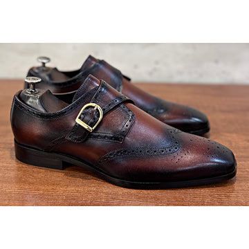 Oxblood Single Monk Brogues | Luxury British Formal Shoes