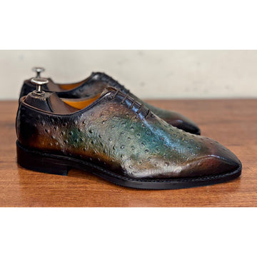 Ostrich Wholecut Oxfords Italia Hand Patina