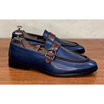 Helio Blue Hand Patina Loafers