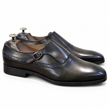 Saalvi Obsidian Patina Single Monk Strap Shoes