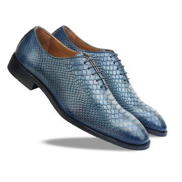 Blue Python Embossed Oxfords