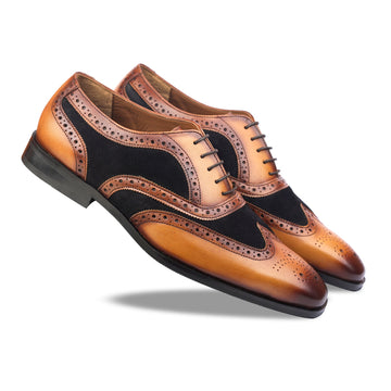 Cognac Noir Wingtip Brogue Shoes