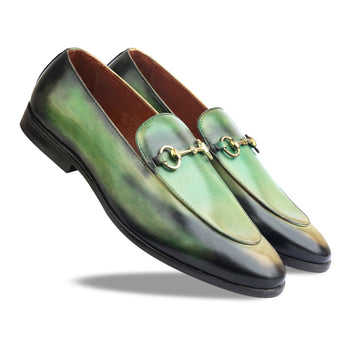Green Hand Finished Horsebit Loafers