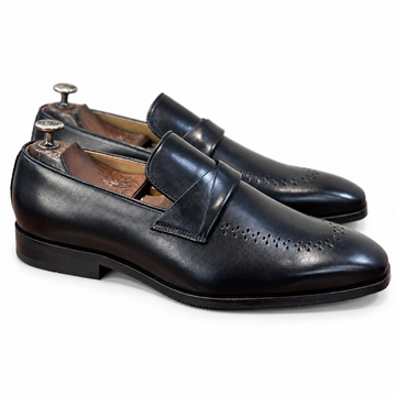 Myron Black Leather Loafers for Men