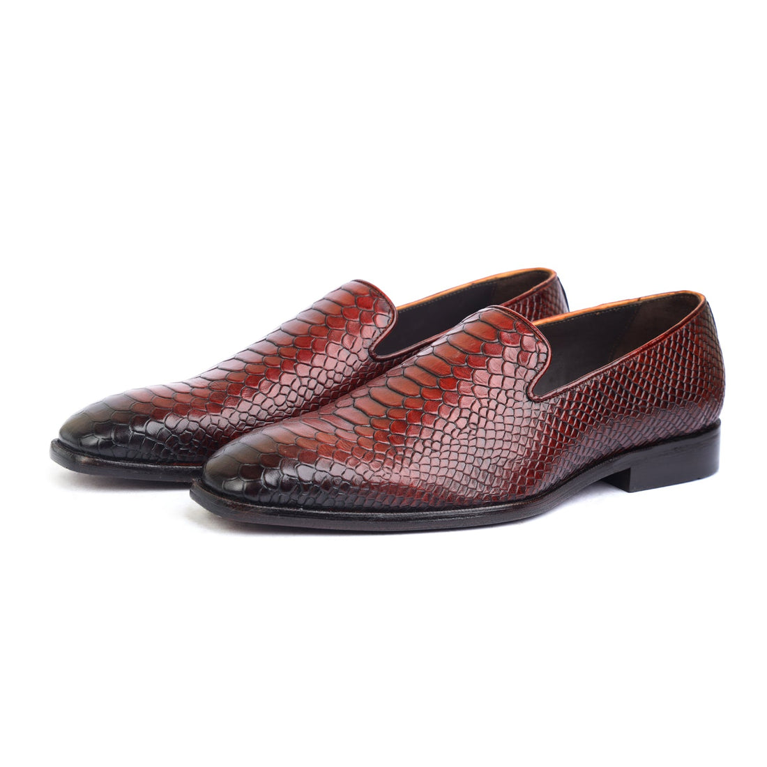 Python Embossed Loafers Bordo