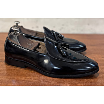 Patent Belgian Tassel Loafers – Black